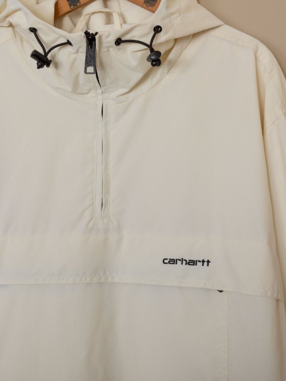 Carhartt WIP Windbreaker Pullover Jacket Mens XXL Cream Off White Anorak Hooded - Picture 2 of 7